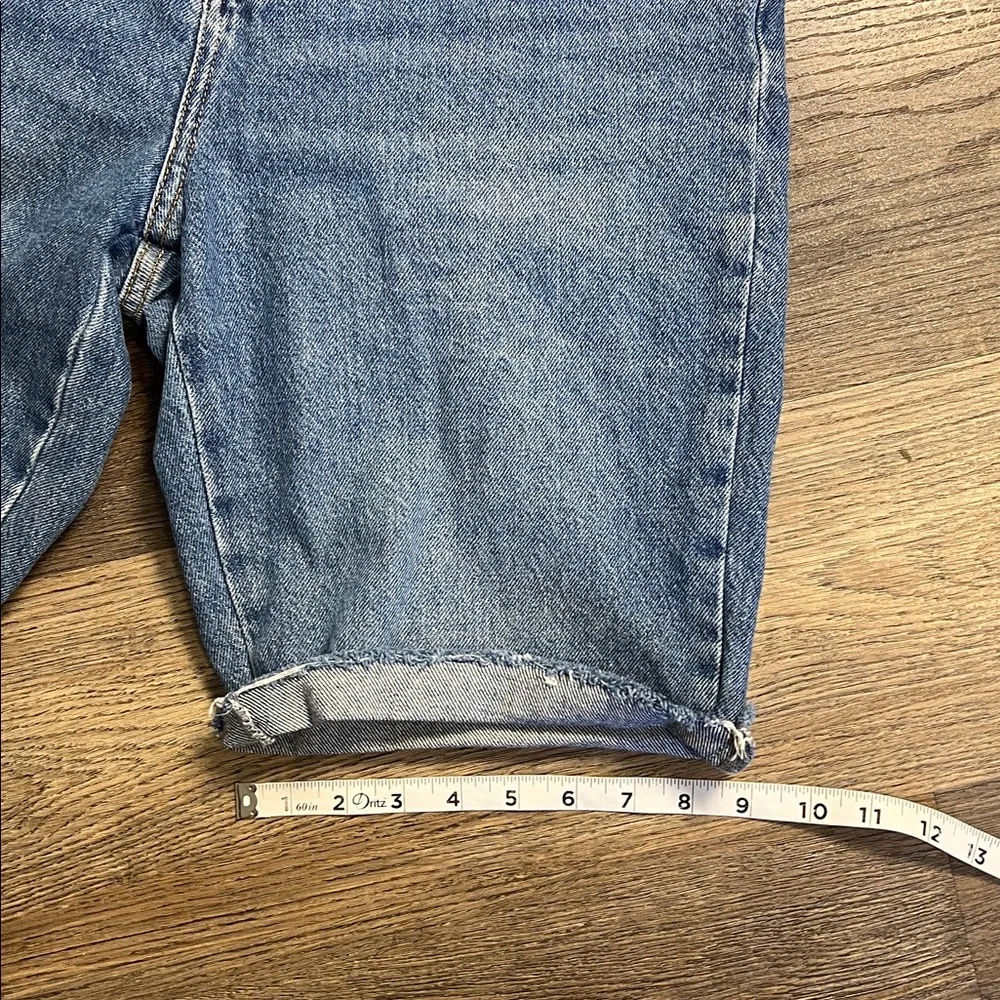 Zara Denim Cutoff Long Bermuda Jean Shorts Size 8